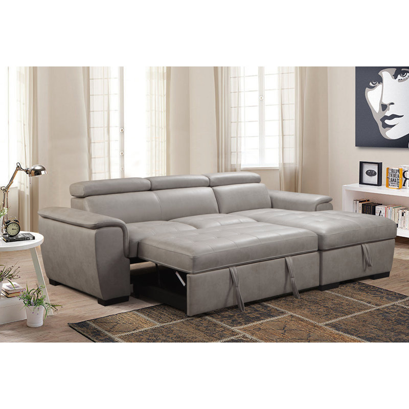 Upholstered L-Shaped Sectional Right Hand Facing, Gray 100% Polyester
