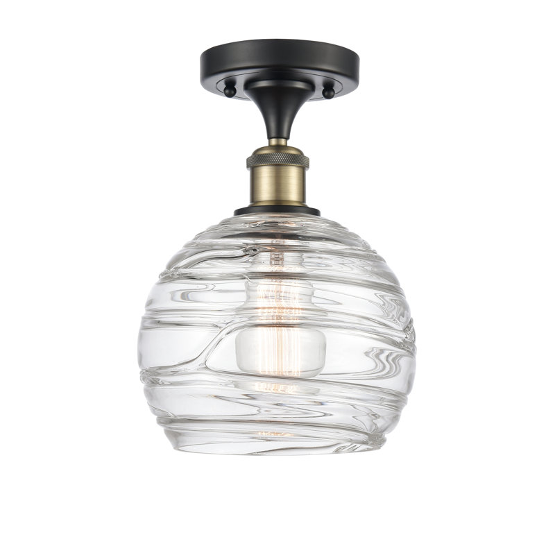 Plafonnier semi-encastré 1 lumière 8 po Anie, Ampoule non incluse, Laiton antique noir, H 13 po x l 8 po x P 8 po