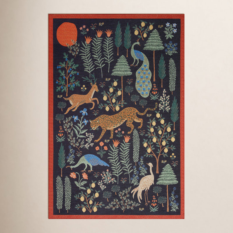 Rifle Paper Co. x Loloi Menagerie Floral Rug, Round 5'