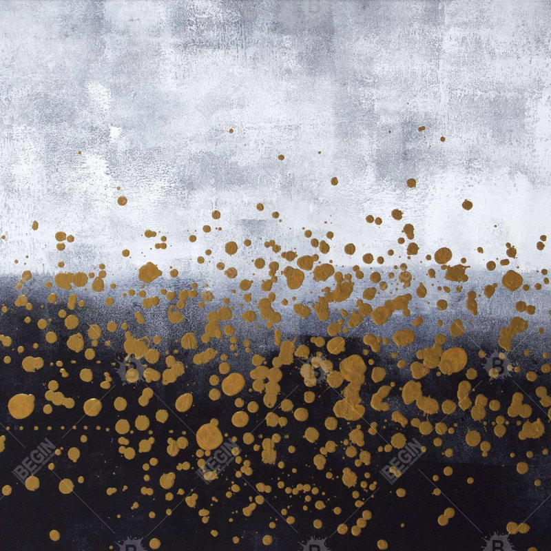 " Gold Paint Splash On Grey Background "
