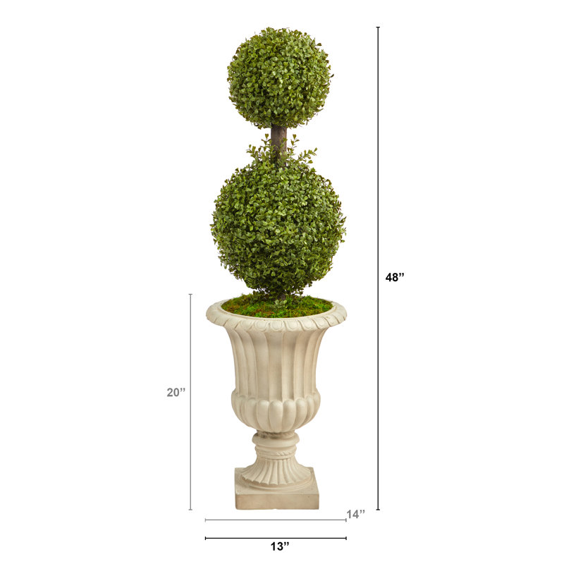 48'' Faux Boxwood Tree in Stone Urn