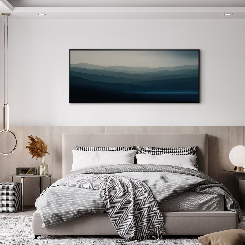 Très grand art mural imprimé sur toile - Paysage abstrait neutre moderne pour la décoration d'une œuvre d'art contemporaine de salon ou de chambre à coucher - «Assemblage requis du cadre (cadre non fini)»
