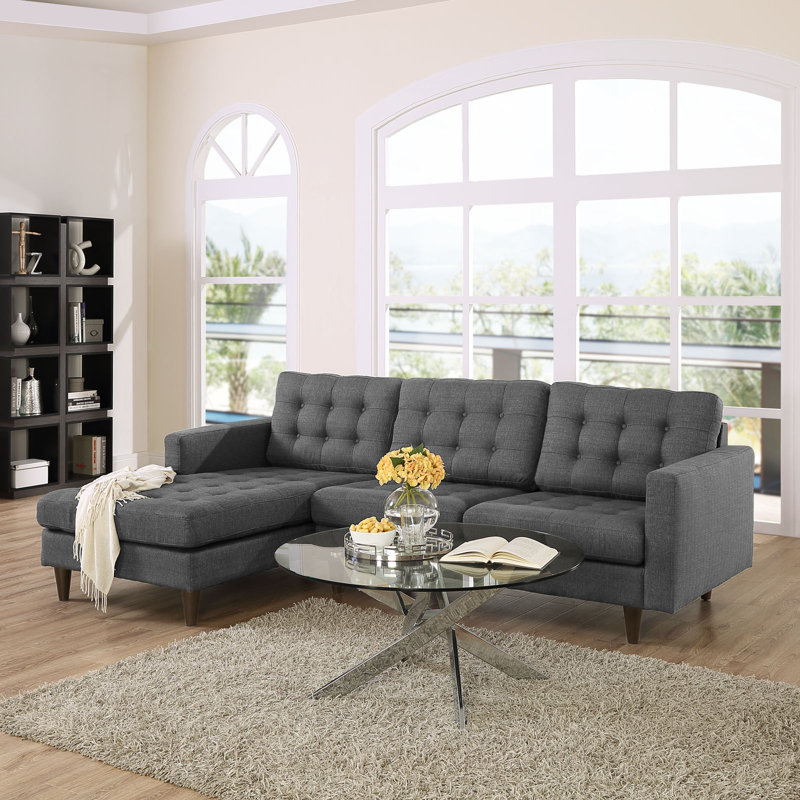 Modway Empress Sectional Sofa, Left Hand Facing, Teal Plainweave 100% Polyeste, 35.5" H x 99.5" W x 63.5" D