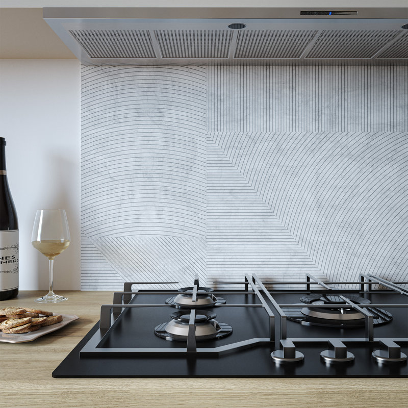 Marble Arc Grey Aluminium Kitchen Hob Splashback, 80 cm x 60 cm