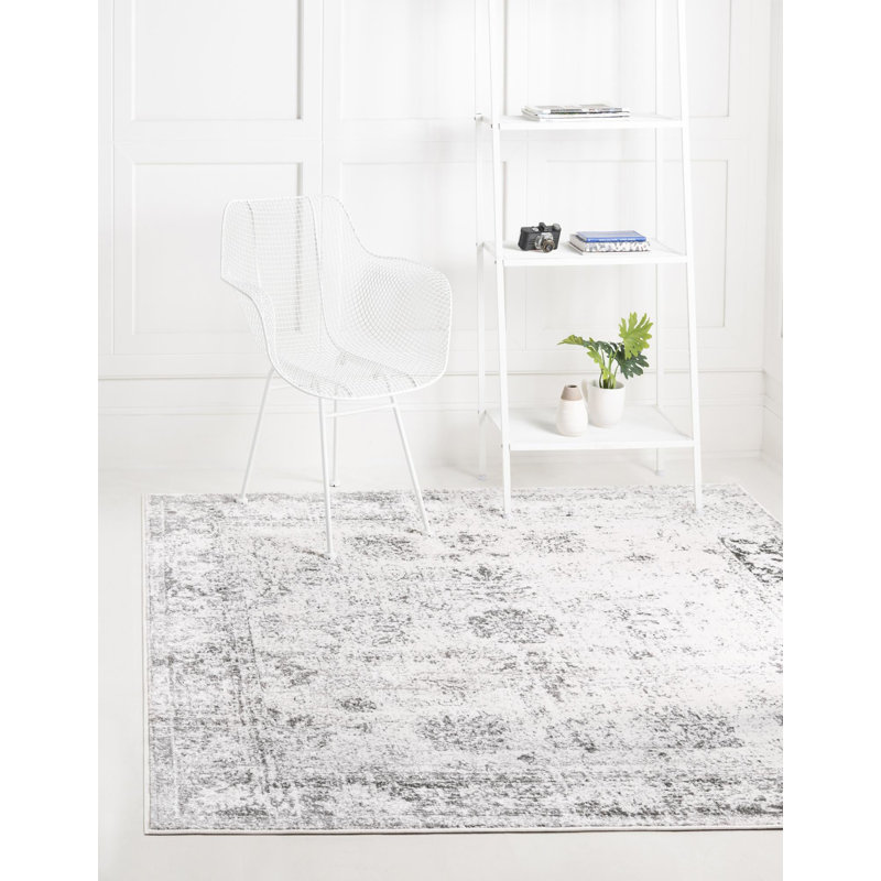 Tapis à motifs floraux Brandt, Carré 3 pi 1 po, Non, Grey
