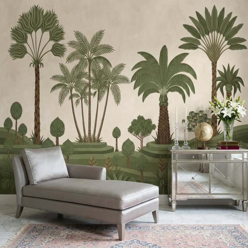 Décoration murale botanique amovible, 100 po x 96 po, Peler et coller