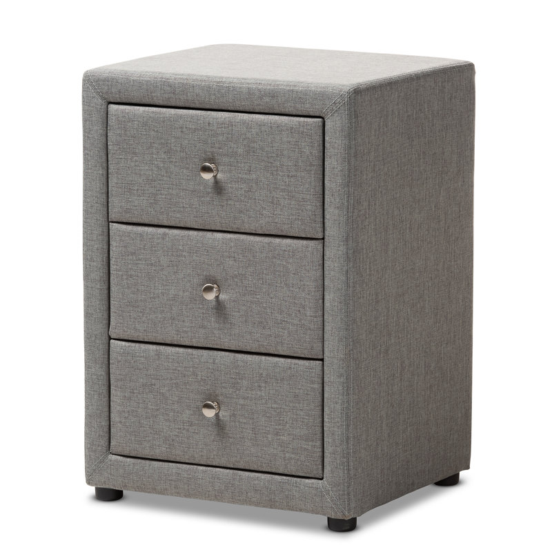 Table de chevet 3 tiroirs Kryslynn, Gris