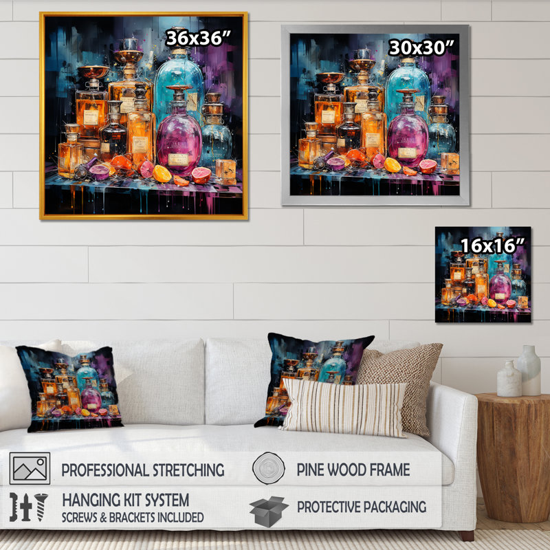 Parfums élégants parfumés 5 - Parfums, art mural, Cadre photo noir, H 30 po x l 30 po x P 1,5 po