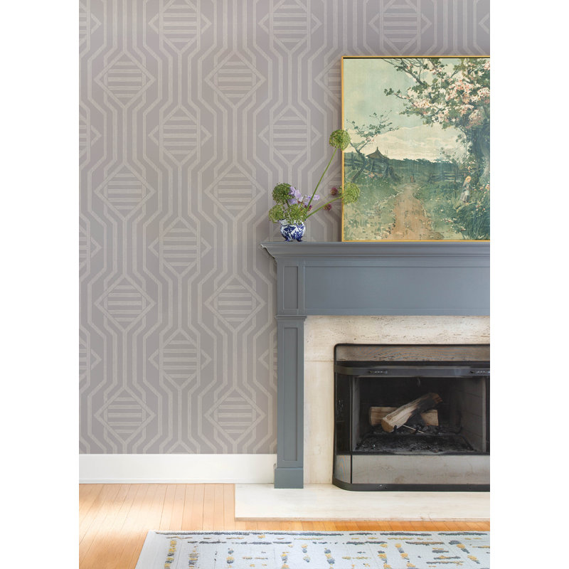 Essex Dark Blue Geometric Wallpaper, Gray
