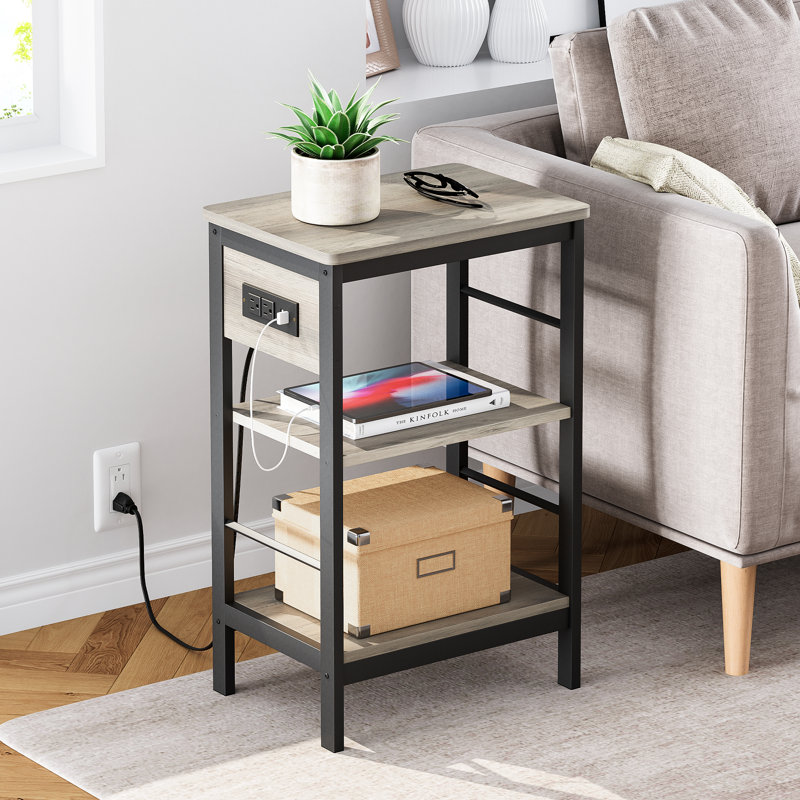 Table de bout avec station de charge, gris