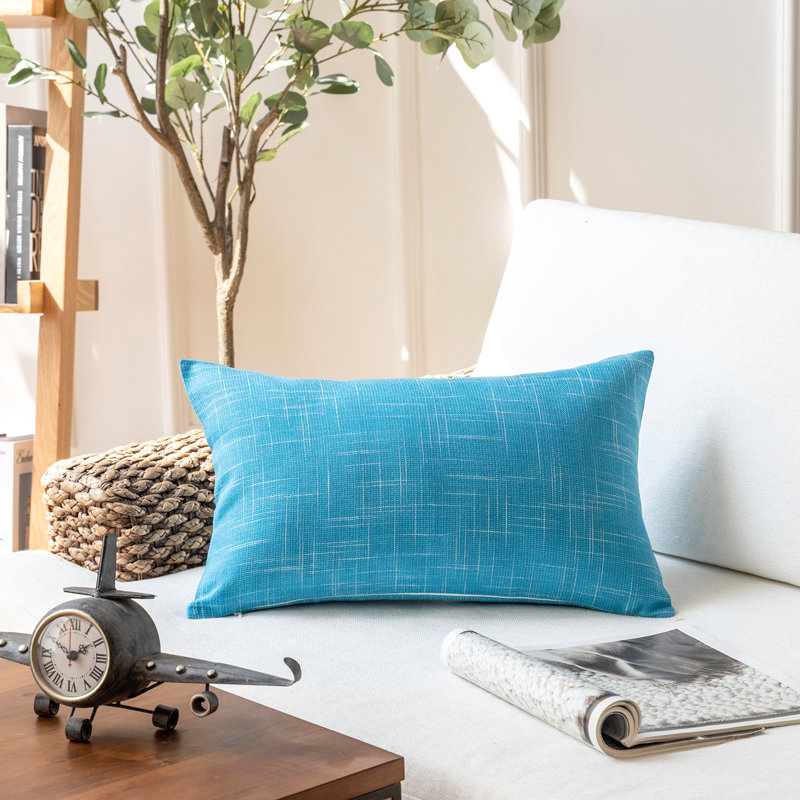 Rectangular Lumbar Cushion, Lake Blue, 12" x 20", Pillow Cover