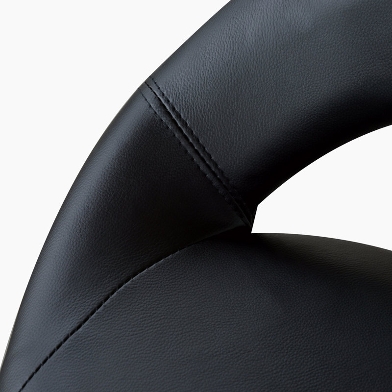 Tabouret roulant réglable en hauteur avec siège en similicuir, 5, noir