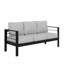 Patio en aluminium toutes saisons de 73 pouces, 3 sièges avec coussins gris épais, structure résistante aux chocs, housses amovibles protégées, lavable à la machine