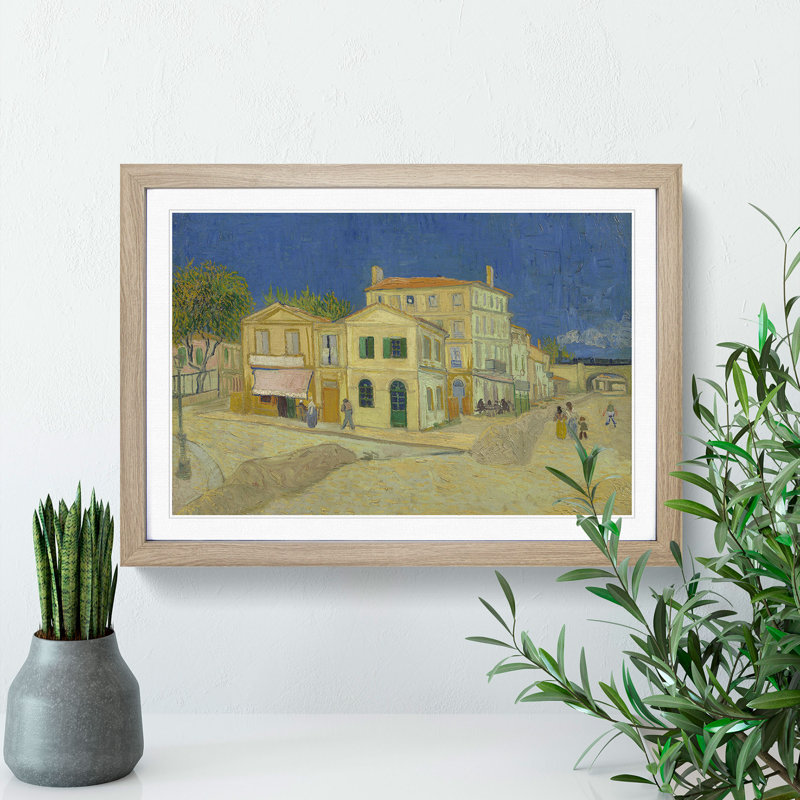 The Yellow House by Vincent Van Gogh - Picture Frame Painting, Oak, 48cm H x 65cm W x 2cm D
