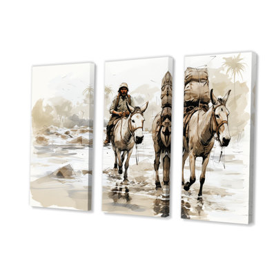 «Vintage Donkey Journey In The Desert», art mural âne