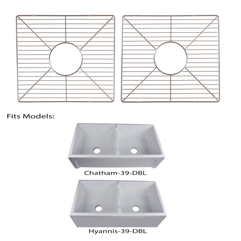 Chrome Stainless Steel Double Bowl Sink Grid Set