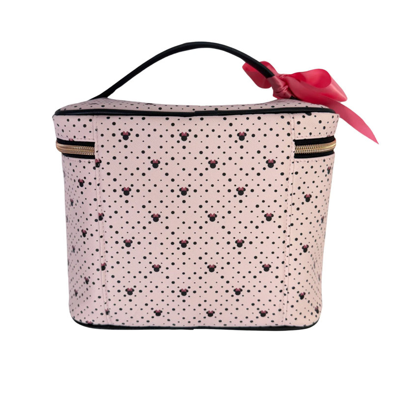 Minnie Mouse Cosmetic Train Case with Faux Saffiano Leather and Rose Gold Hardware