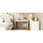 Meuble-lavabo classique 3-en-1 en bois avec miroir rabattable, 2 tiroirs et beaucoup de rangement pour la chambre à coucher, champagne