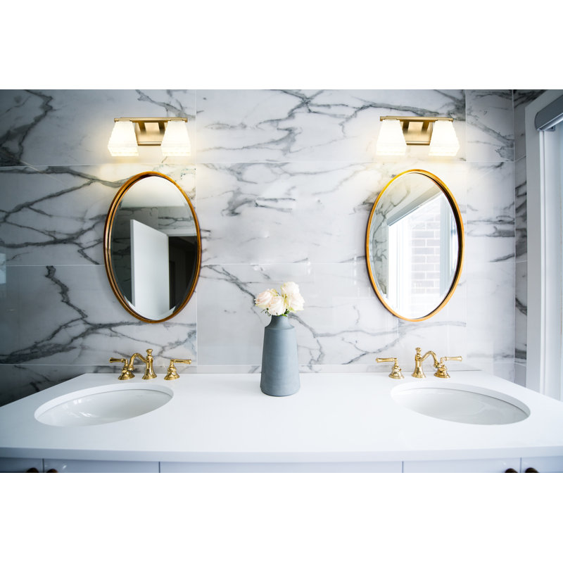 Meuble-lavabo 2 lumières Teyona, Or brossé