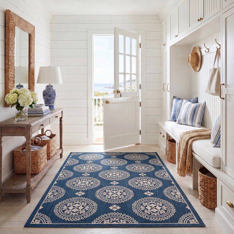 Tapis floral Trieste Performance, Rond 6 pi 7 po