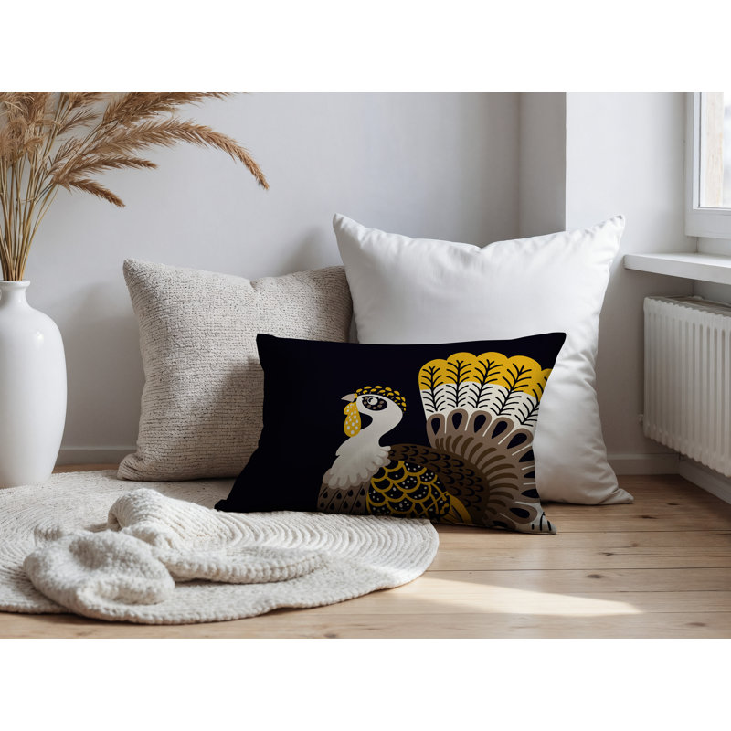 Oreiller rectangulaire réversible intérieur / extérieur Adini, Rectangle H 14 po x l 20 po, Jaune