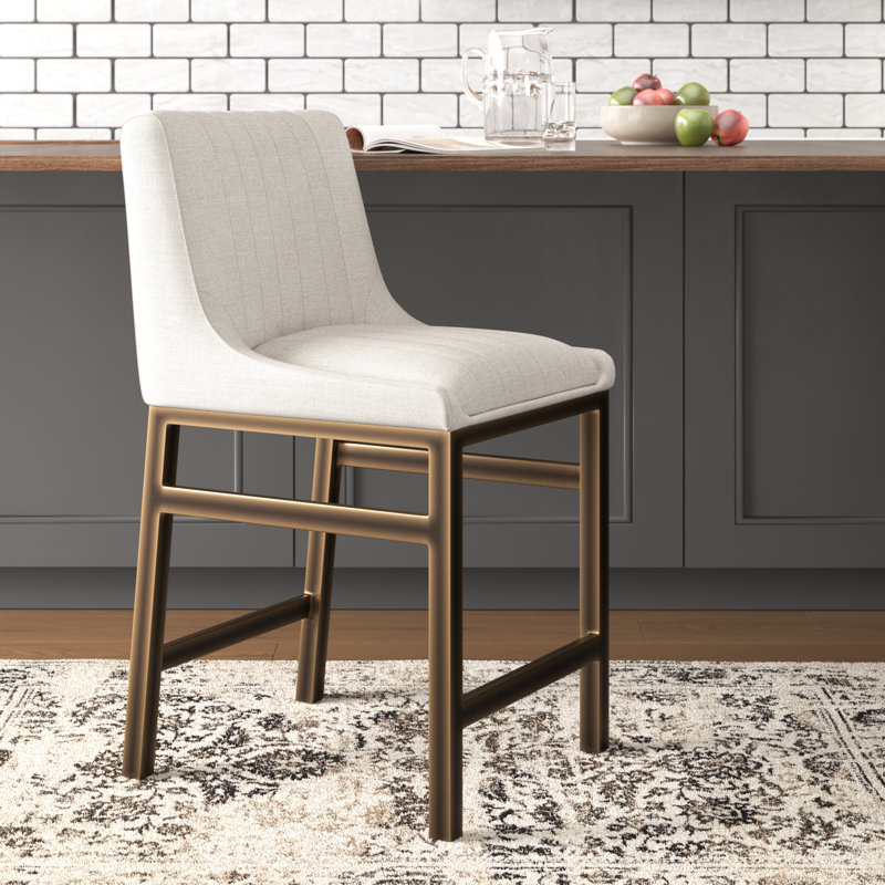 Tapissier Ogallala avec structure en métal - taupe, Tabouret de comptoir (siège d'une hauteur de 26 p