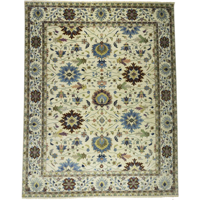 Cream Floral Osh Chobi Handmade Peshawar Oriental Rug