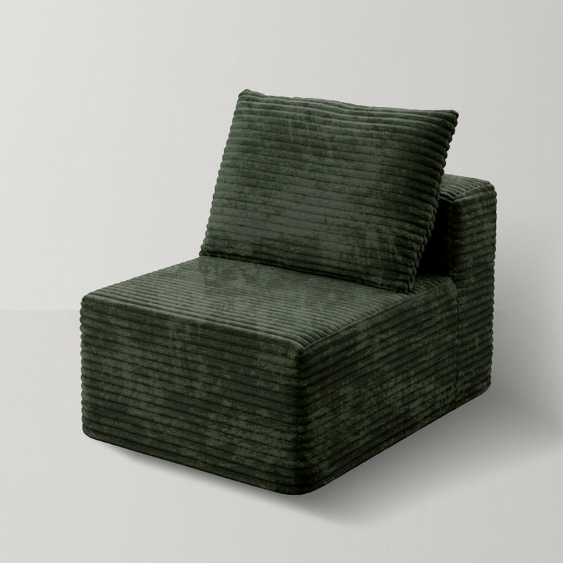 Fauteuil d'appoint rembourré en velours côtelé pour canapé modulaire Kapellen l 29,13 po, Vert