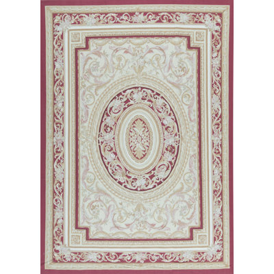 Hand-Knotted High-Quality Beige and Red Area Rug