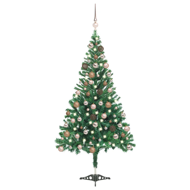 Artificial Christmas Tree Christmas Display Tree with LEDs and Ball Set, 4.92ft H