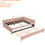 Lit de jour rembourré avec lit gigogne rose à motif de losanges polyvalent pour chambre à coucher et salon, stable et confortable