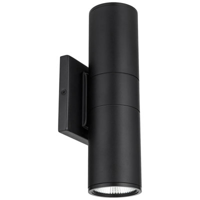 Luminaire extérieur tubulaire 2 lumières DEL homologué ETL à finition noire de haut en bas, couleur CCT réglable 3000K, 4000K et 5000K