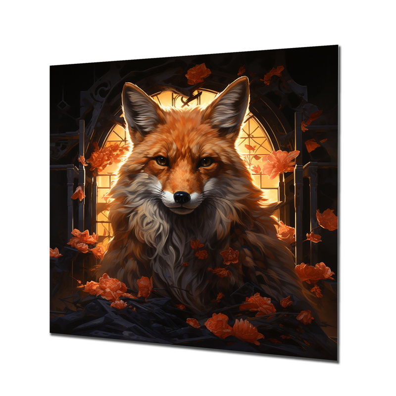 Photo de renard à Autuman III - Animal mural en métal, H 36 po x l 36 po x P 1,5 po