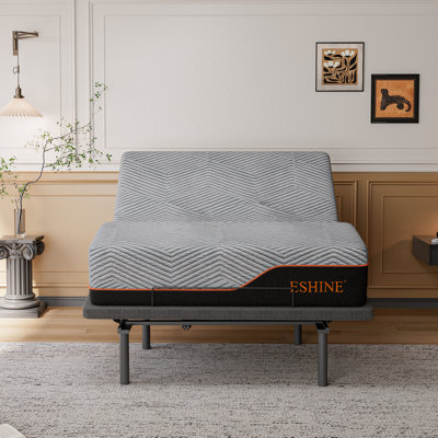 Lit réglable avec matelas de 14 po, massage, télécommande sans fil, contrôle des applications, gravité zéro, éclairage sous le lit, ports USB et de type C des deux côtés