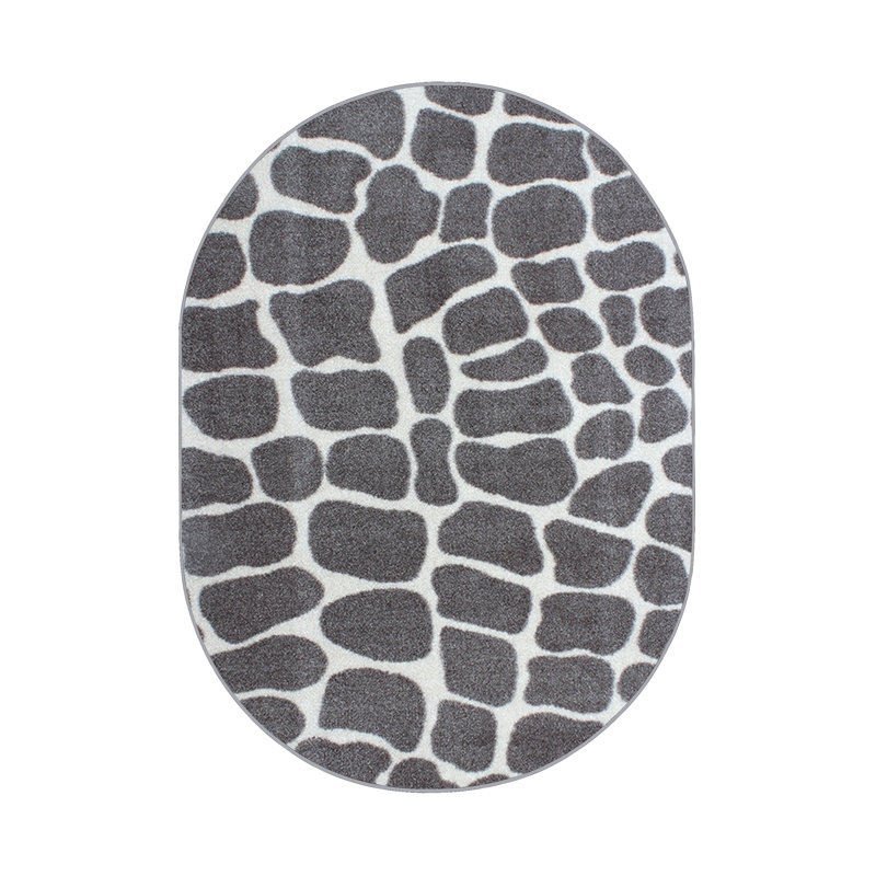 Tapis gris clair à imprimé animalier Chaima, Ovale 7 pi x 9 pi