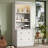83.4"Tall Storage Bookshelf With LED Lighting, 2 Drawer And 3 Open Shelves