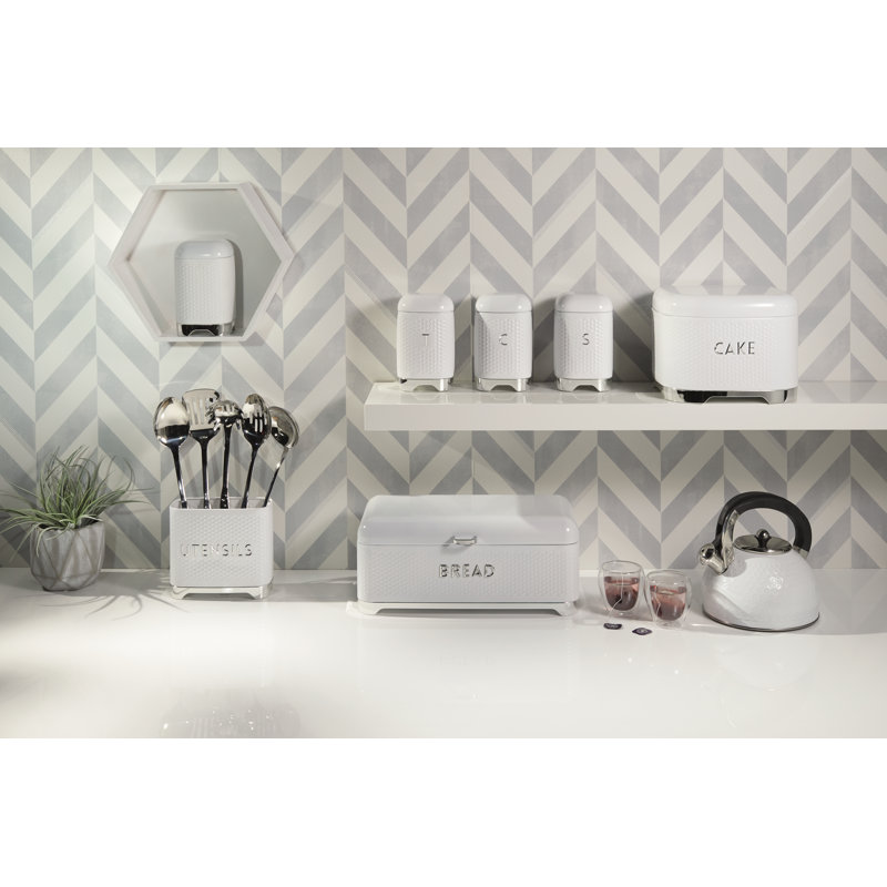 Lovello 4 Piece Kitchen Canister Set, Grey