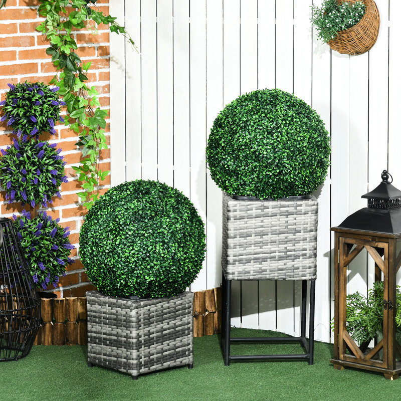 Protège-boules artificiels 19,75 po, deux pour décorations d'extérieur, de 2, plantes en plastique