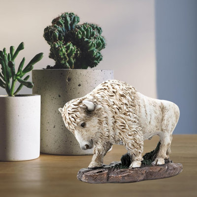Figurine de bison en résine rustique Western