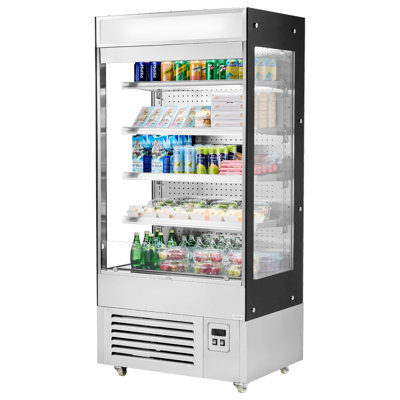 Merchandiser à ciel ouvert, réfrigérateur commercial à tablettes à 4 niveaux, réfrigérateur à affichage Grab and Go avec rideau d'air, luminaire publicitaire à DEL, convient aux restaurants, magasins, bureaux, 18,4 pi³