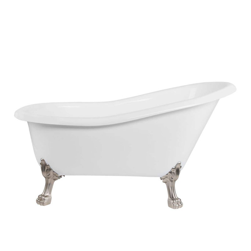 Paris 54'' x 28'' Soaking Acrylic Bathtub, Brushed Nickel