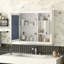 Armoire murale de salle de bain 32 "avec miroir, armoire à pharmacie murale avec 3 tablettes, armoire de rangement avec porte à miroir