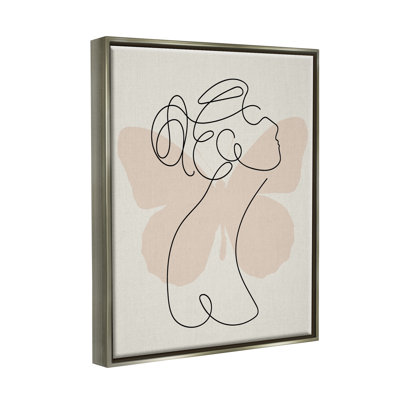 «Woman & Butterfly Line Doodle» par Lil 'Rue, impression
