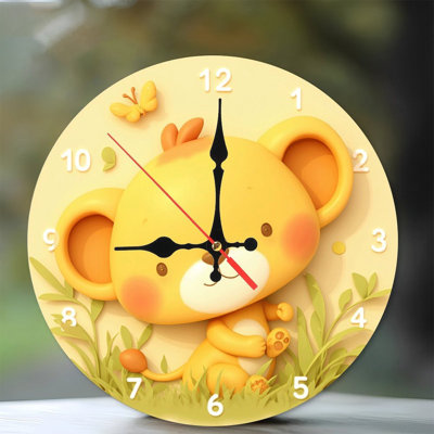 Adorable horloge lionne ronde