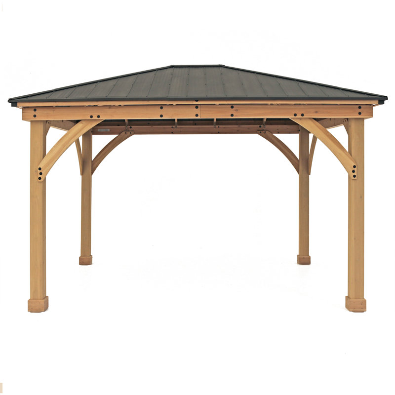 13 pi. L 11 pi. D Pavillon de jardin escamotable en bois massif