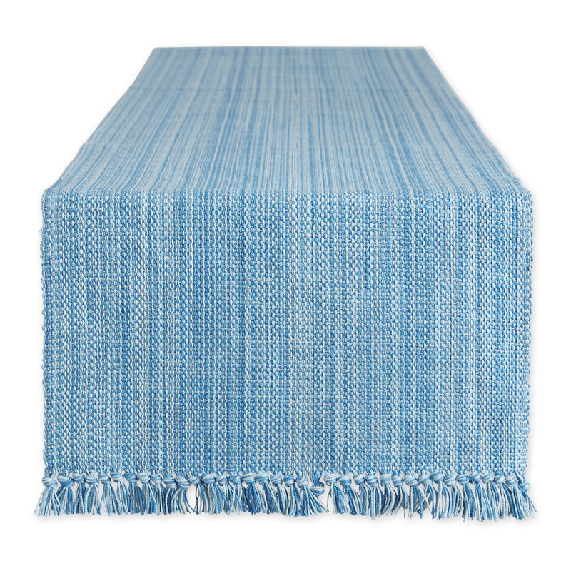 Hidetoshi Striped 100% Cotton Table Runner, 72" x 13", Light Blue
