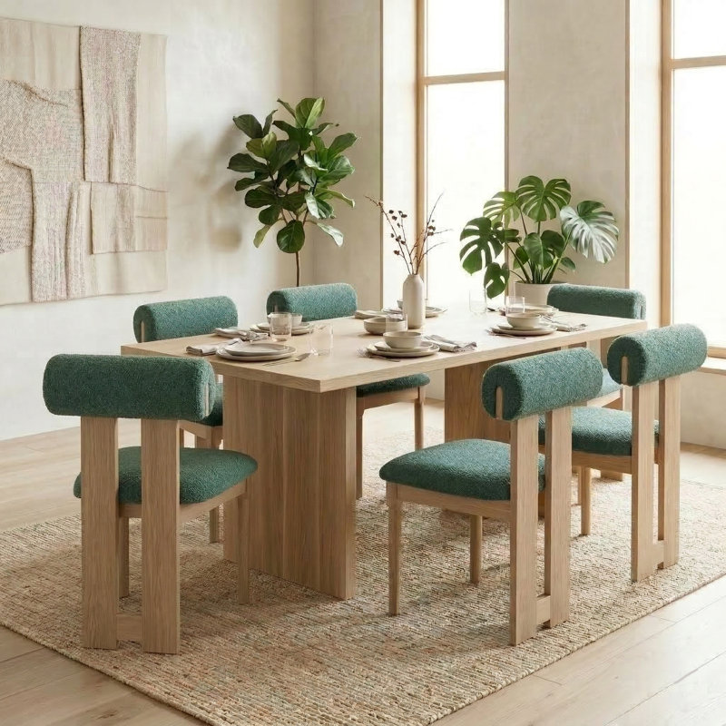Fauteuil d'appoint en bois massif, Vert, 6