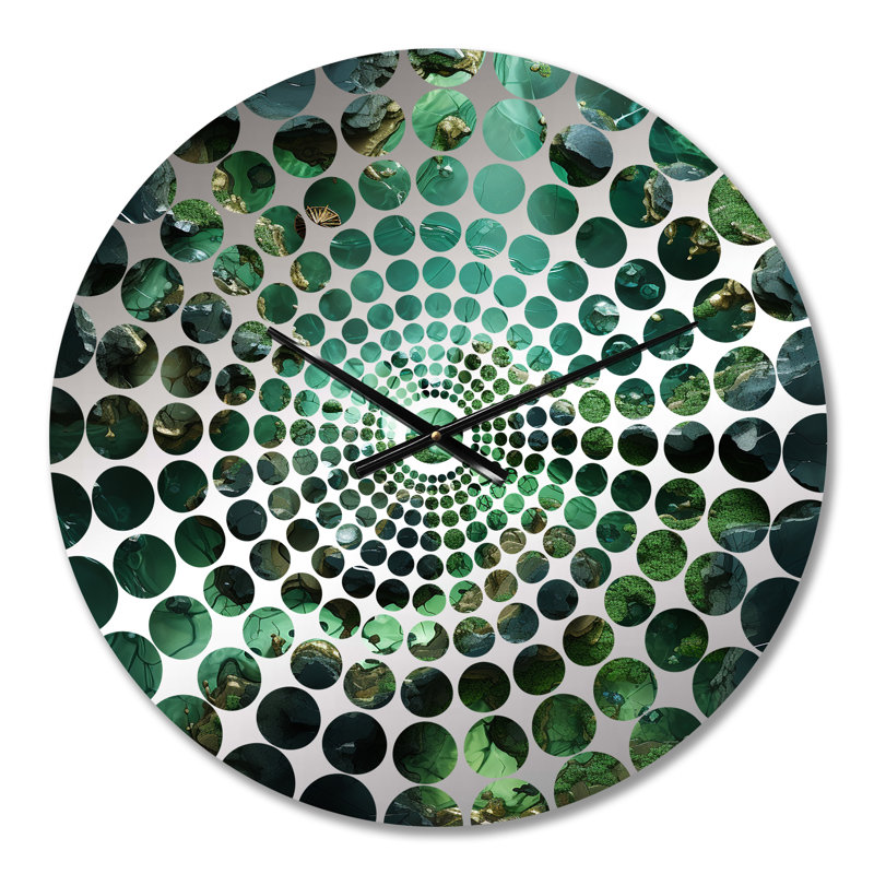 Horloge murale abstraite en cristal Green Crystal Geode Fusion, Médium