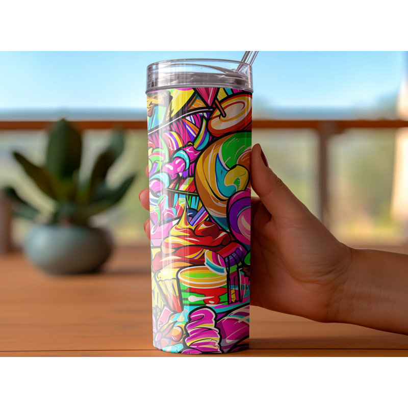 Choose Handmade Tumblers 591ml Vacuum Insulated Stainless Steel (18/8) Travel Tumbler with Straw