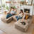 Boneless 106.3" Boneless Floor L-Shaped Sectional Sofa With Ottoman, No-Assembly Cloud Couch For Modern Living Spaces-1124451609-1124451614